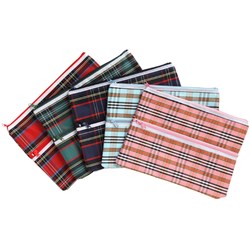 Marbig Tartan Pencil Case 375x264mm 2 Zip Giant  