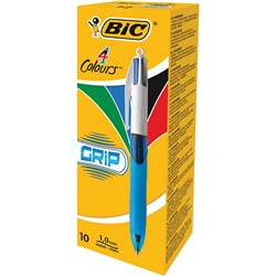 Bic 4 Colour Ballpoint Pen Retractable Medium 1mm Grip Barrel Box of 10