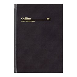 Collins Any Year Diary A5 3 Day To Page Black 