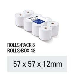 Victory Thermal Register Rolls 57x57x12mm Roll Pack of 8