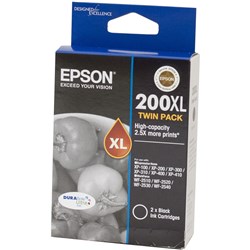 Epson 200XL DURABrite Ultra Ink Cartridge High Yield Twin Pack Black