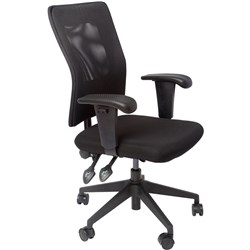 Rapidline AM100 Ergonomic Chair Medium Mesh Back With Arms Fabric Seat & Back Black
