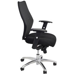 Medium Mesh Back Executive Chair With Arms Chrome Base Black Mesh Black Fabric Seat