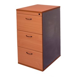 Rapid Worker 3 Drawer Filing Cabinet 990Hx465Wx600D Lockable Cherry and Ironstone
