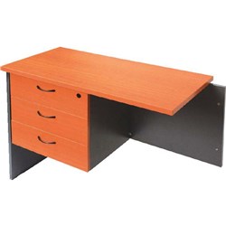 Rapid Worker Fixed Pedestal 3 Personal Drawers Cherry and Ironstone