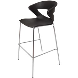 Rapidline Taurus Stool 4 Leg Chrome Frame Poly Shell Black