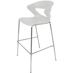 Taurus Hospitality Stool 4 Leg Chrome Frame Poly Shell White