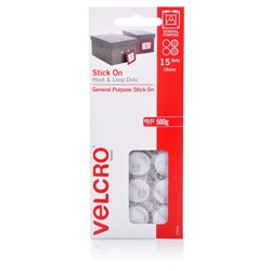 Velcro&reg; Brand Mini Dots Hook & Loop 16mm Dots Pack Of 15 White