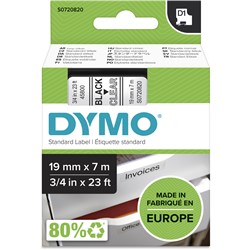 Dymo D1 Label Cassette Tape 19mmx7m Black on Clear