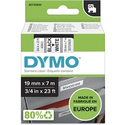 Dymo D1 Label Cassette Tape 19mmx7m Black on White