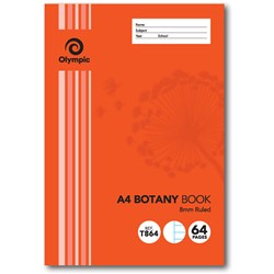 OLYMPIC BOTANY BOOK 64 Page A4 8mm Ruled 