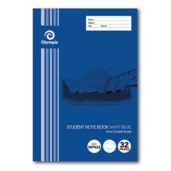 Olympic Notebook Student NSW 250x175mm 4mm Double Ruled 32 Page Navy Blue NP432