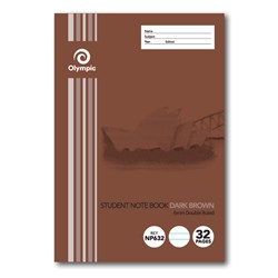 Olympic Notebook Student NSW 250x175mm 6mm Double Ruled 32 Page Dark Brown NP632