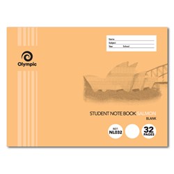 Olympic Notebook Student NSW 175x240mm Blank 32 Page Landscape Salmon NL032