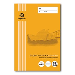 Olympic Notebook Student NSW 250x175mm 4mm Double Ruled 32 Page Old Gold NP4G3