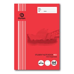 Olympic Grid Notebook 250x175mm 12mm 64 Page NSW Student Red NP126