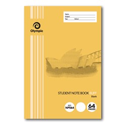 Olympic Blank Notebook 250x175mm Blank 64 Page NSW Student Buff NP064