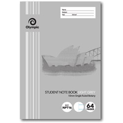 Olympic Botany Book NSW 250x175mm 10mm Ruled 64 Page Light Grey NPT16