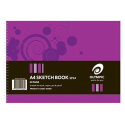 Olympic Spiral Sketch Book SP34 A4 110gsm Cartridge 40 Leaf Side Bound 