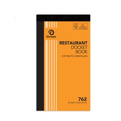 Olympic 762 Carbonless Book Duplicate 93x165mm Restaurant 25 Leaf