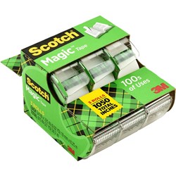 Scotch 3105 Magic Tape 19mmx7.6m With Dispenser Value Pack of 3