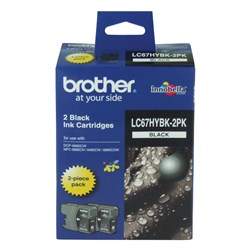 Brother LC-67HYBK High Yield Ink Cartridge Black Twin Pack