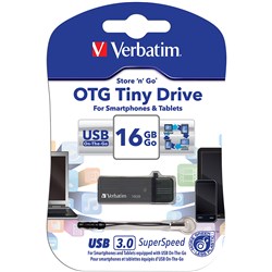 Verbatim Store 'n' Go Drive On The Go USB 3.0 16GB Black New Version 3.0