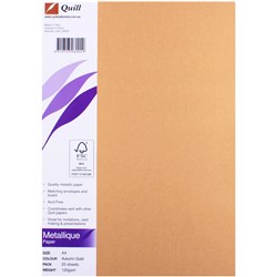 Quill Metallique Paper A4 120gsm Autumn Gold Pack of 25