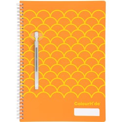 Colourhide Designer Series Notebook A4 Side Bound 120 Page Orange Scales