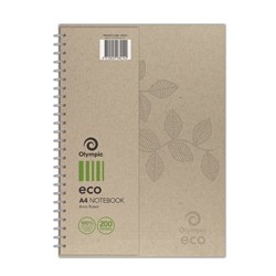 Olympic Eco Recycled Notebook 8mm Ruled 70gsm 200 Pages A4 Natural