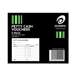 Olympic Petty Cash Pad Singles 50 Leaf 100x120mm Pack of 5