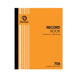 Olympic 706 Carbonless Book Duplicate 250x200mm Record 50 Leaf