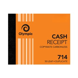 Olympic 714 Carbonless Book Duplicate 125x100mm Cash Receipt 50 Leaf