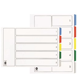 Marbig Plastic Divider A3 5 Tab Portrait Multi Colour