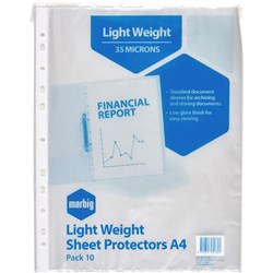 Marbig Sheet Protectors A4 Economy Low Glare Pack Of 10