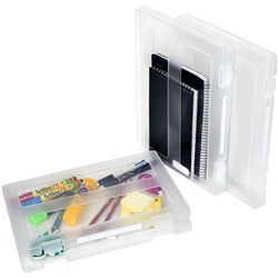 Marbig Plastic A4 Carry Case With ID Labels & Locking Clips Clear