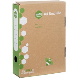 Marbig Enviro Standard Box File A4 80mm Spring Fitted Kraft