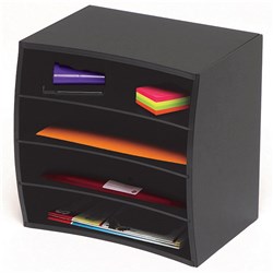 Marbig Desktop Stor A File Organiser 4 Tier Wooden 390L x 395D x 395mmH Black