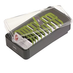 Marbig Professional Series Business Card Filing Box 600 Capacity Grey & Lime