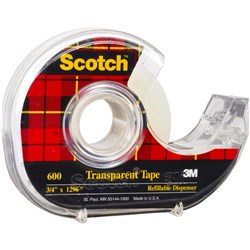 Scotch 600 Transparent Tape 19mmx33m Crystal Clear With Dispenser