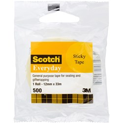 Scotch 502 Sticky Tape Crystal Clear 12mmx33m  