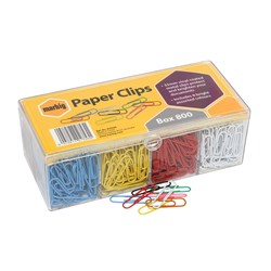 Marbig Paper Clips Large Vinyl Coated 33mm  Assorted Colours Box Of 800