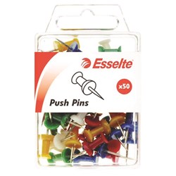 Esselte Push Pins Assorted Colours Pack Of 50 