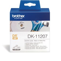 Brother DK-11207 Label Rolls 58mm Diameter CD/DVD Black on White Suits QL-Series Box 100