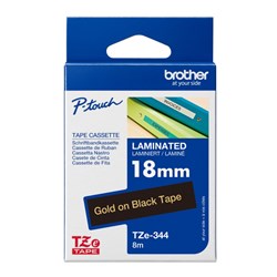 Brother TZE-344 P-Touch Tape 18mmx8m Gold on Black  