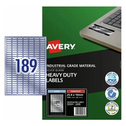 Avery Heavy Duty Laser Labels Asset Tags Silver L6008 25.4x10 mm 189UP 3780 Labels