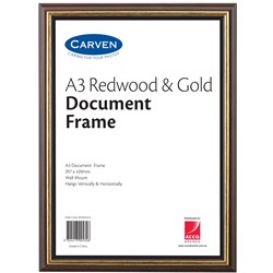 Carven Certificate Frame A3 Wall Mountable Redwood Gold