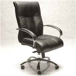 Sylex Big Boy Executive Chair Medium Back With Arms Black Leather