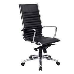 Cogra High Back Executive Meeting Chair Chrome Frame and Arms Black Leather