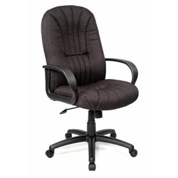 Houston High Back Executive Chair with Arms Padded Black Fabric Seat and Back